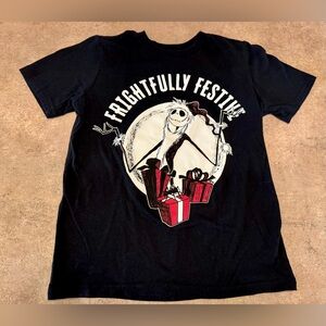 Disney-Nightmare Before Christmas Black Frightfully Festive T-Shirt,Youth Small